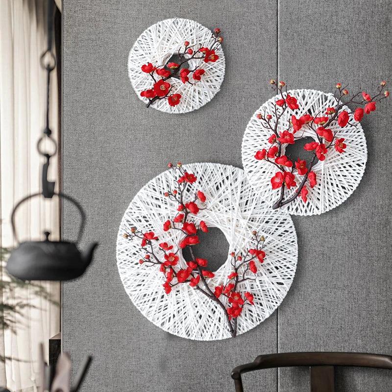 Handcraft Wall Decor Rope w/Artificial Flower Murals Decoration