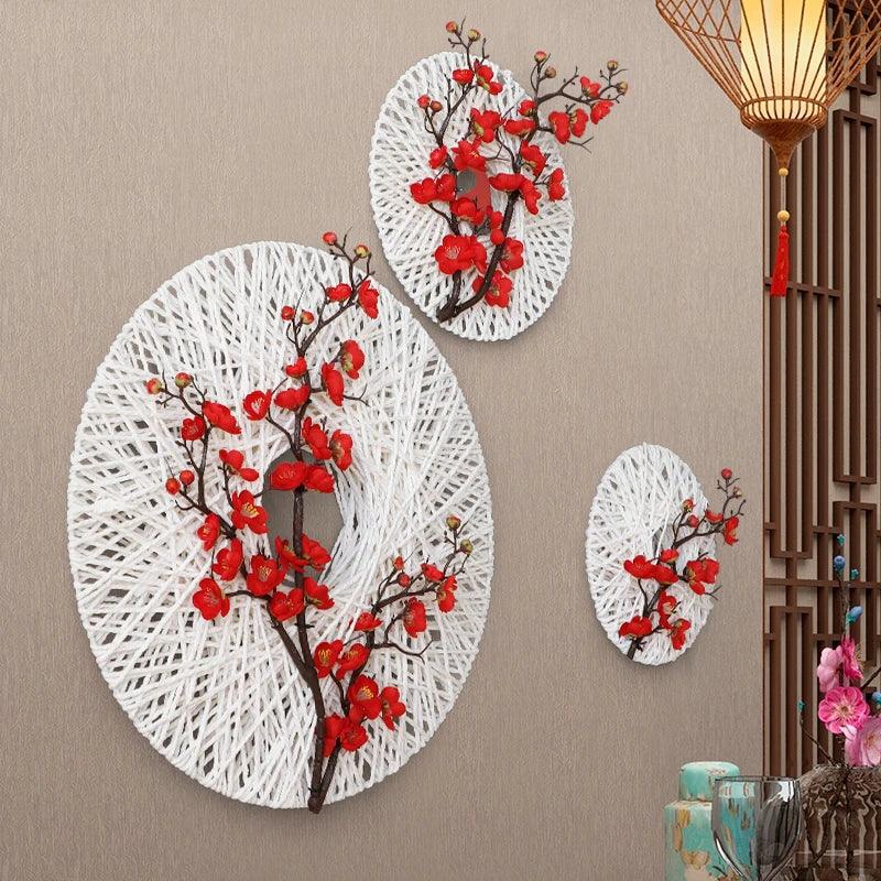 Handcraft Wall Decor Rope w/Artificial Flower Murals Decoration - Stellar Real