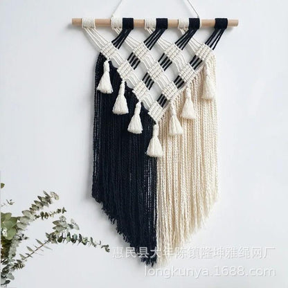 Hand-Woven Tapestry Fringed Macrame Hanging Wall Tapestry - Stellar Real