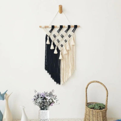 Hand-Woven Tapestry Fringed Macrame Hanging Wall Tapestry - Stellar Real