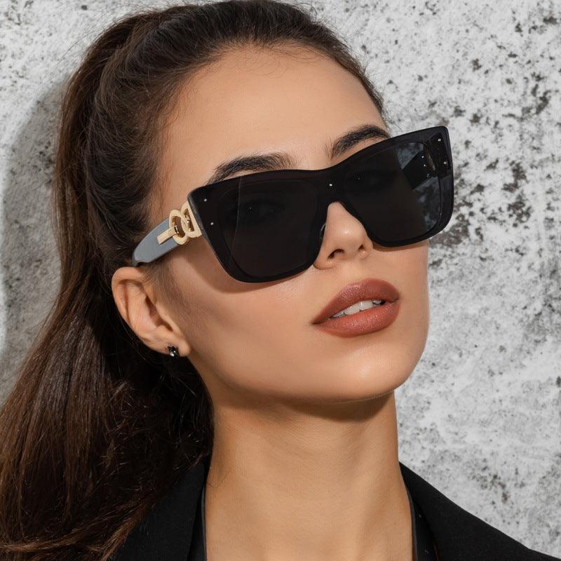 Cat Eye Rice Nail Sunglasses Big Frame