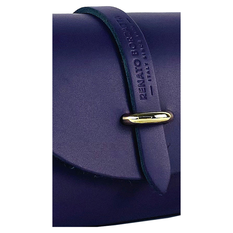 RB1001Y | Borsa Piccola in Vera Pelle Made in Italy con Tracollina removibile e passante di chiusura in metallo Oro Lucido - Colore Viola - Dimensioni: cm 16,5 x 11 x 8-4