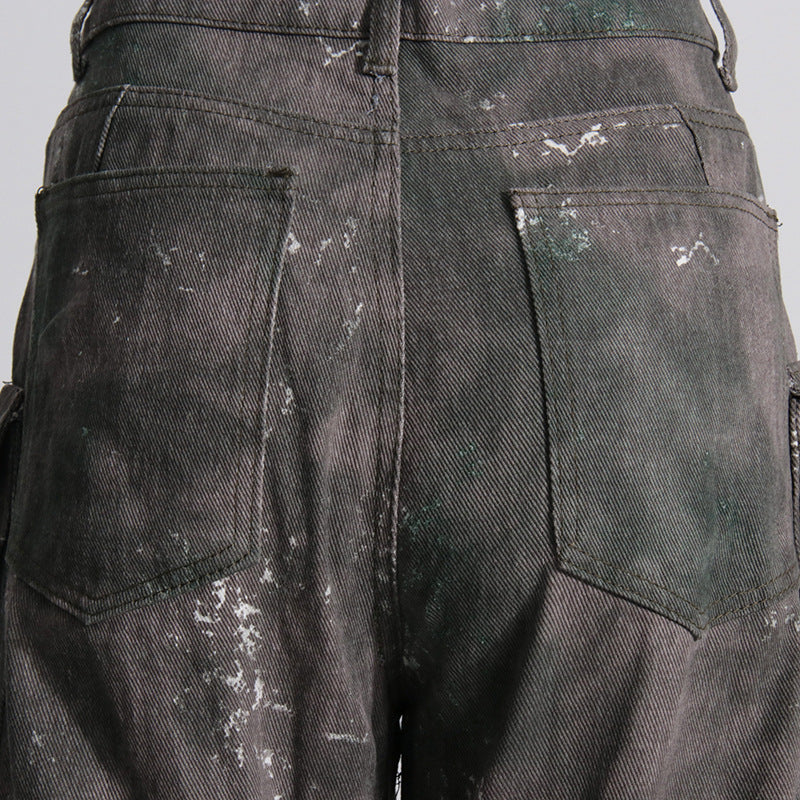 High Waisted Straight tube Multi Pocket Jeans