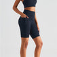 High-Rise Wide Waistband Biker Shorts with Pockets