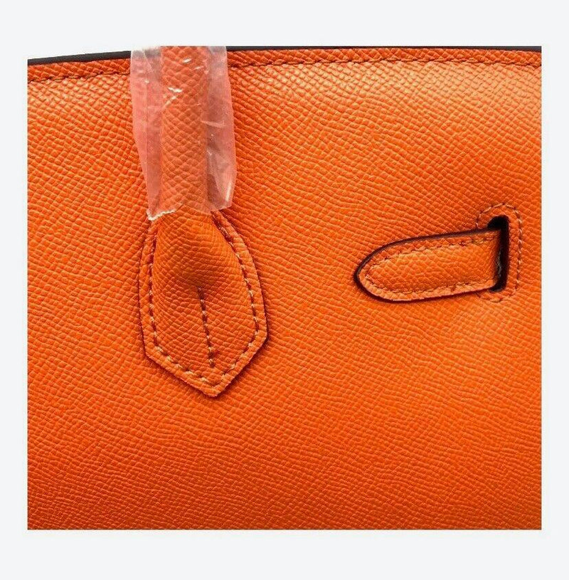 Orange Leather Cowhide Handbag - Stellar Real