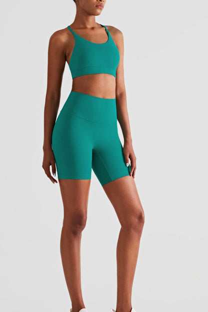 High-Rise Elastic Waistband Biker Shorts - Stellar Real
