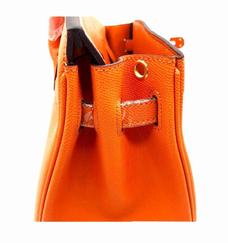 Orange Leather Cowhide Handbag - Stellar Real