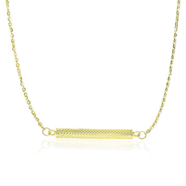 14k Yellow Gold Textured Bar Style Chain Necklace - Stellarreal