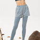 Faux 2-Piece Layered Yoga Leggings with Pockets