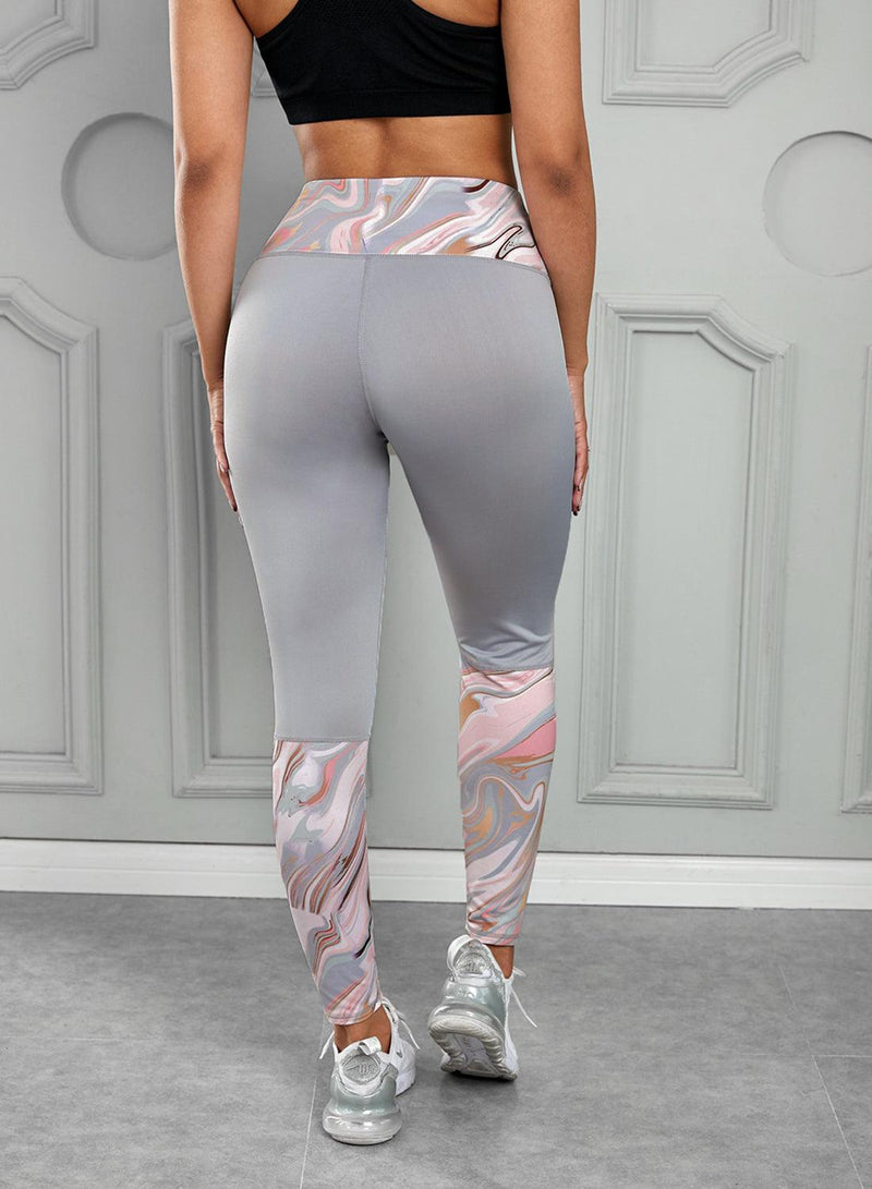 Printed Wide Waistband Active Leggings - Stellar Real