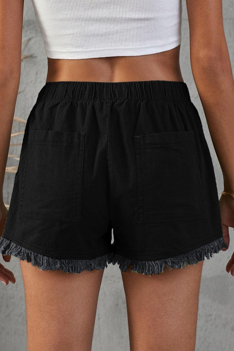 Pocketed Frayed Denim Shorts - Stellar Real