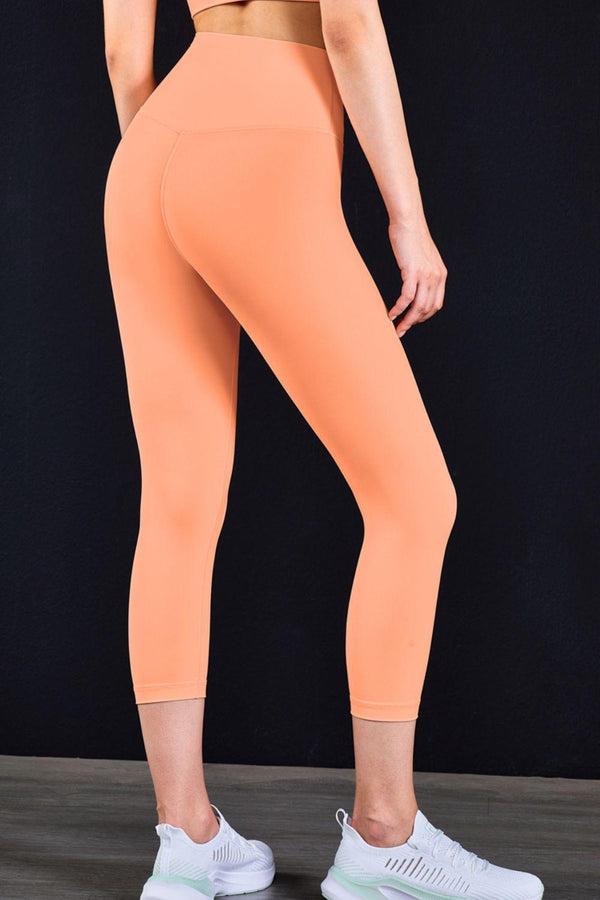 Feel Like Skin Elastic Waistband Cropped Yoga Leggings - Stellar Real