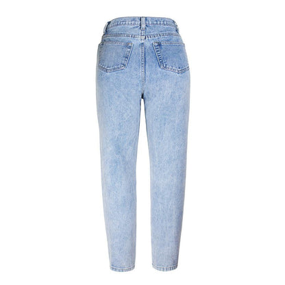 High Waist Loose Straight Wide Leg Pants Ripped Jeans - Stellar Real