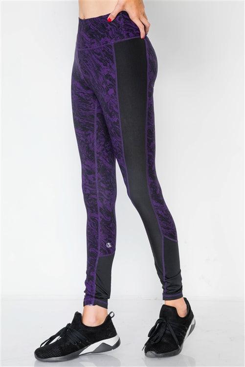 Jet Black Blackberry Watercolor Sporty Active Legging - Stellar Real