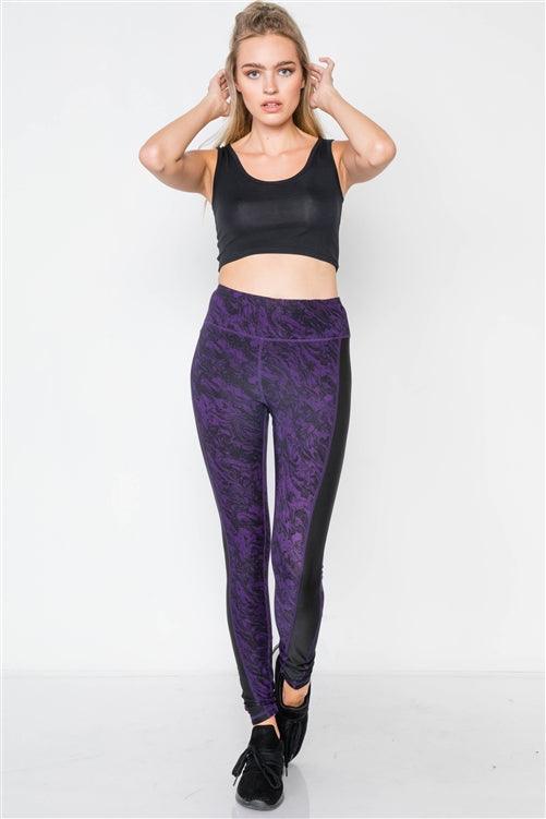 Jet Black Blackberry Watercolor Sporty Active Legging - Stellar Real