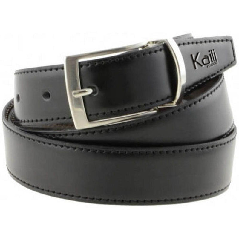 K4001ABB | Double Face Men's Belt - Genuine Leather Col. Black/Dark Brown-0