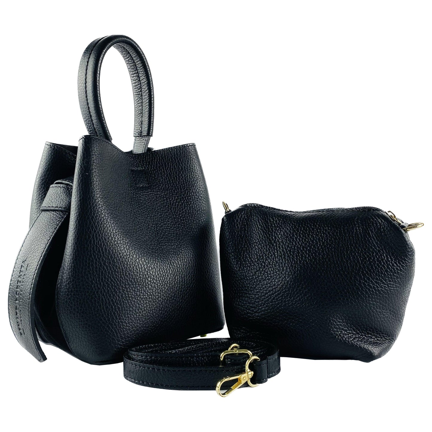 RB1006A | Women's Bucket Bag with Shoulder Bag in Genuine Leather | 16 x 14 x 21 cm-0