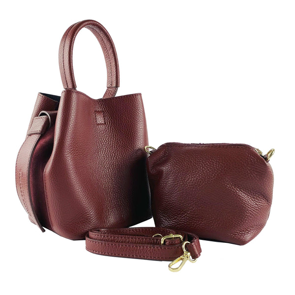 RB1006X | Women's Bucket Bag with Shoulder Bag in Genuine Leather | 16 x 14 x 21 cm-0