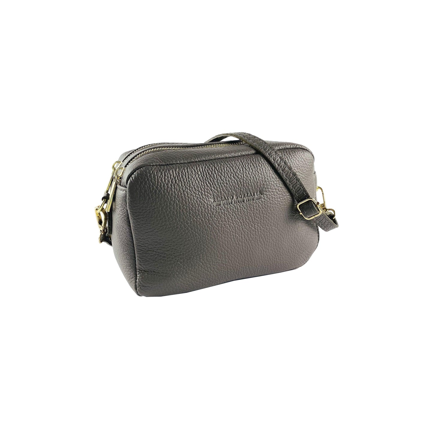 RB1008AQ | Women's shoulder bag with double zip in Genuine Leather | 20 x 15 x 9 cm-0