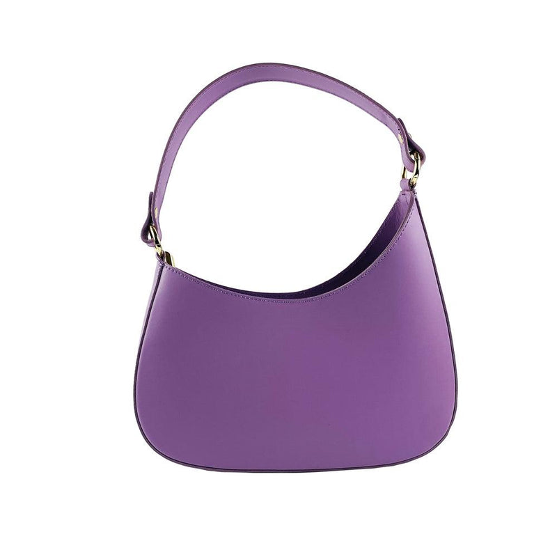 RB1013CI | Borsa Donna a spalla e Tracolla removibili in Vera Pelle Made in Italy. Attacchi con moschettoni in metallo Oro Lucido - Colore Lilla - Dimensioni: cm 28 x 6 x 25 + 12 (manico)-2