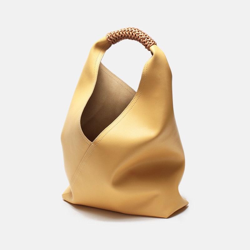 Real Leather Handwoven Tote Shoulder Bag - Stellar Real