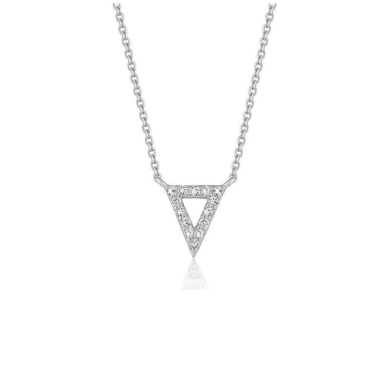Diamond Inverted Triangle Pendant in 14k White Gold - Stellarreal