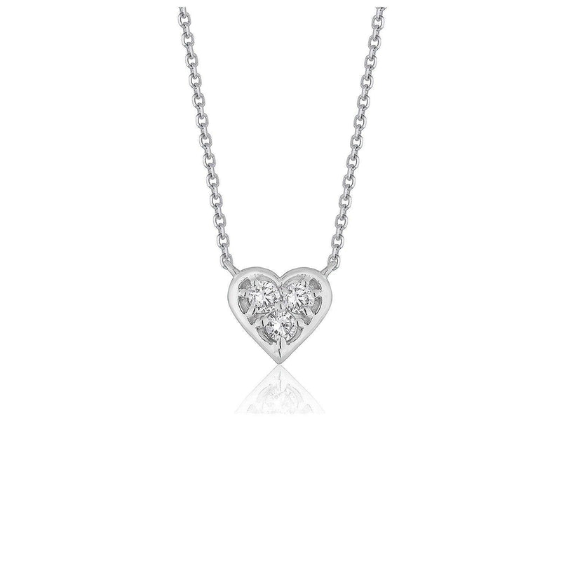 Diamond Heart Design Pendant in 14k White Gold - Stellar Real