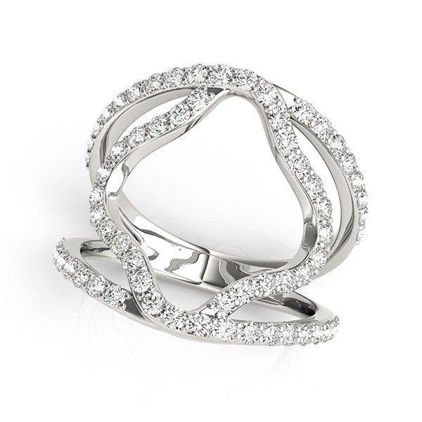 14k White Gold Diamond Flower Style Dual Band Ring (5/8 cttw) - Stellar Real