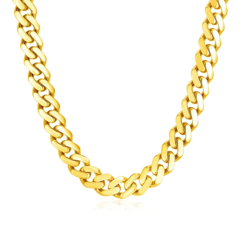 14k Yellow Gold Polished Miami Cuban Chain Necklace - Stellar Real