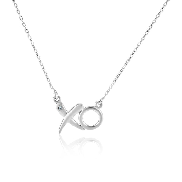 Sterling Silver 18 inch Necklace with XO Pendant with Diamond - Stellar Real