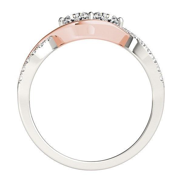 14k White And Rose Gold Infinity Style Two Stone Diamond Ring (5/8 cttw) - Stellar Real