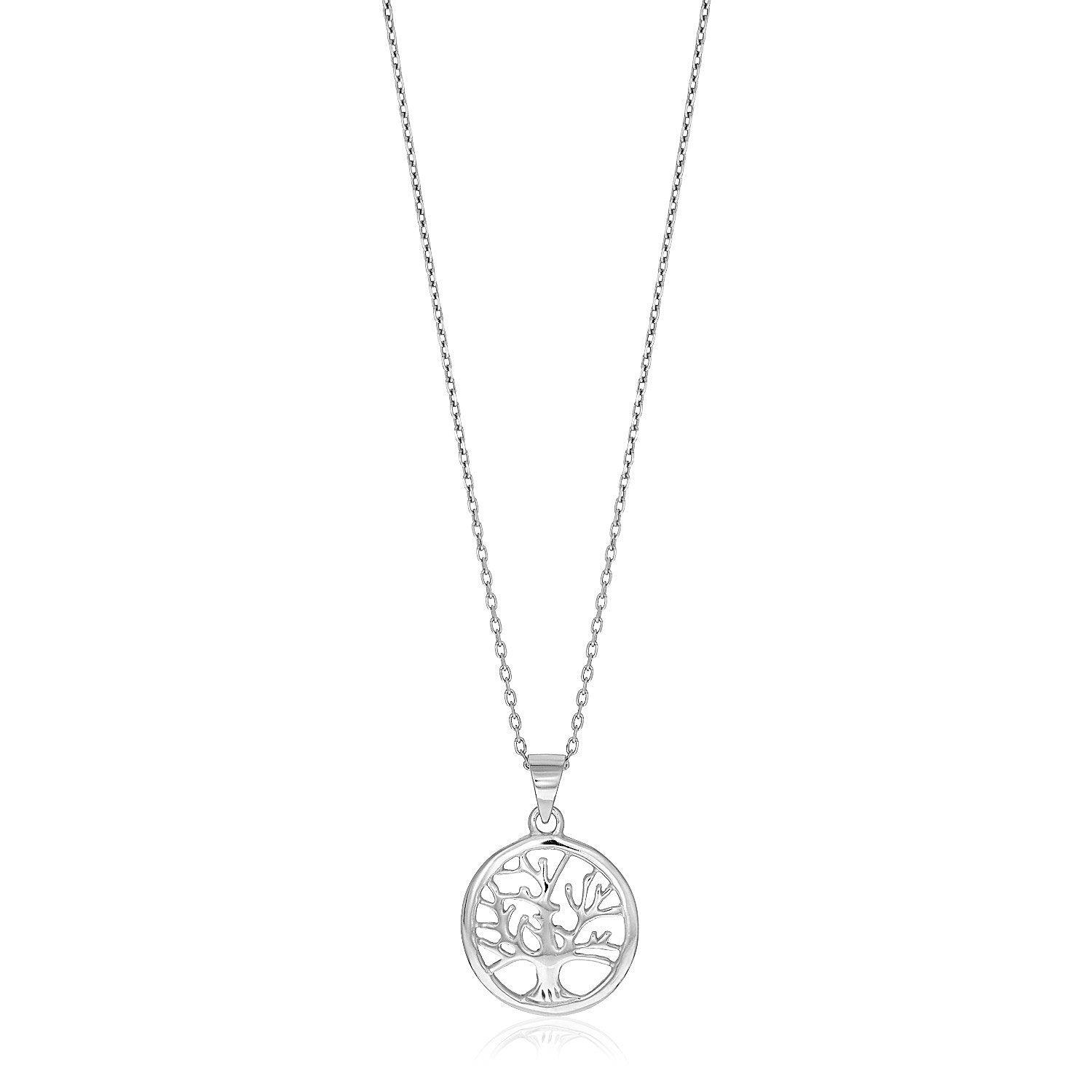 Sterling Silver inch Round Tree of Life Necklace - Stellar Real