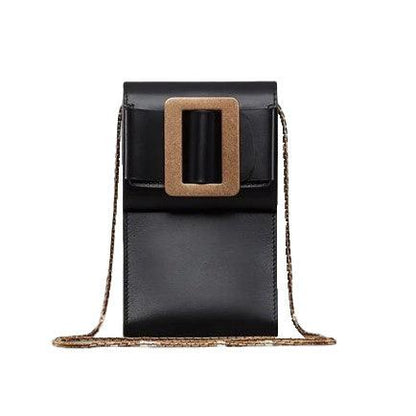 NEW Boyy Black Buckle Flap Case Gold Leather Crossbody Bag - Stellar Real