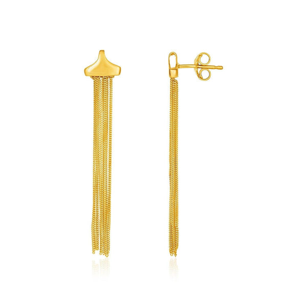 14k Yellow Gold Multi-Strand Drop Curb Chain Post Earrings - Stellar Real