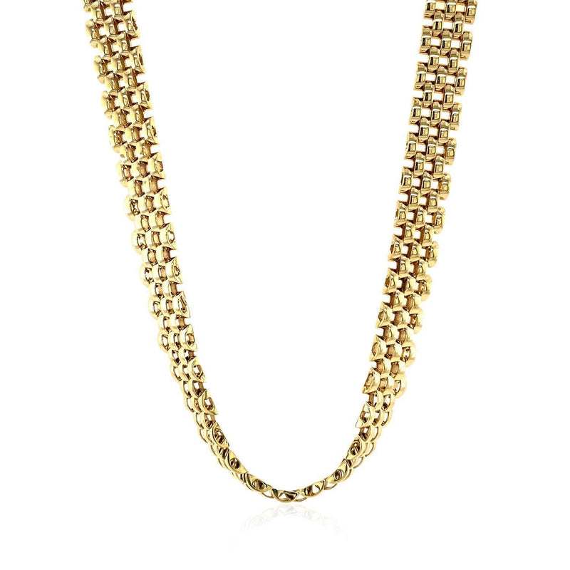 14k Yellow Gold Fancy Polished Multi-Row Panther Link Necklace - Stellar Real