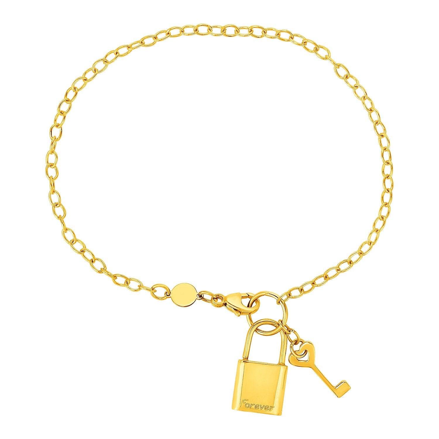 Bracelet with Lock and Key in 14k Yellow Gold - Stellar Real