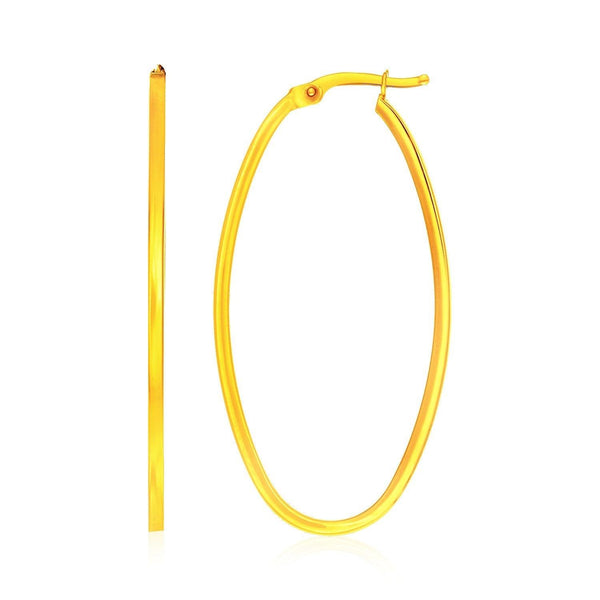 14k Yellow Gold Slim Oval Shape Hoop Earrings - Stellar Real
