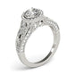 14k White Gold Diamond Engagement Ring with Baroque Shank Design (1 1/8 cttw)