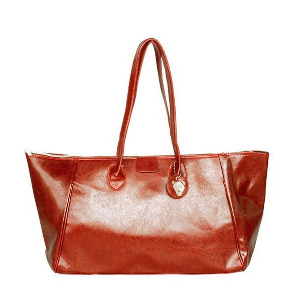 Stylish Coffee Double Handle Leatherette Bag Handbag Purse - Stellar Real