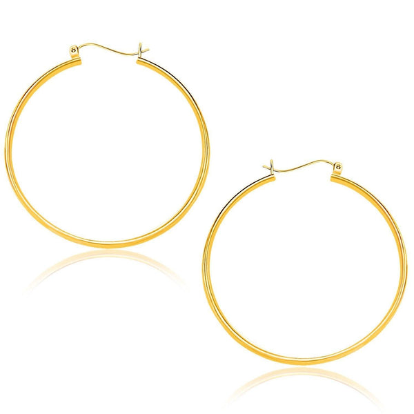 10k Yellow Gold Polished Hoop Earrings (40mm) - Stellar Real