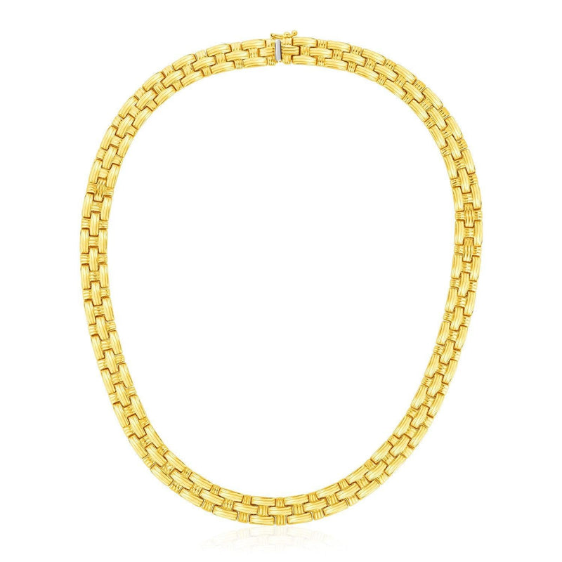 14k Yellow Gold Basket Weave Necklace - Stellar Real