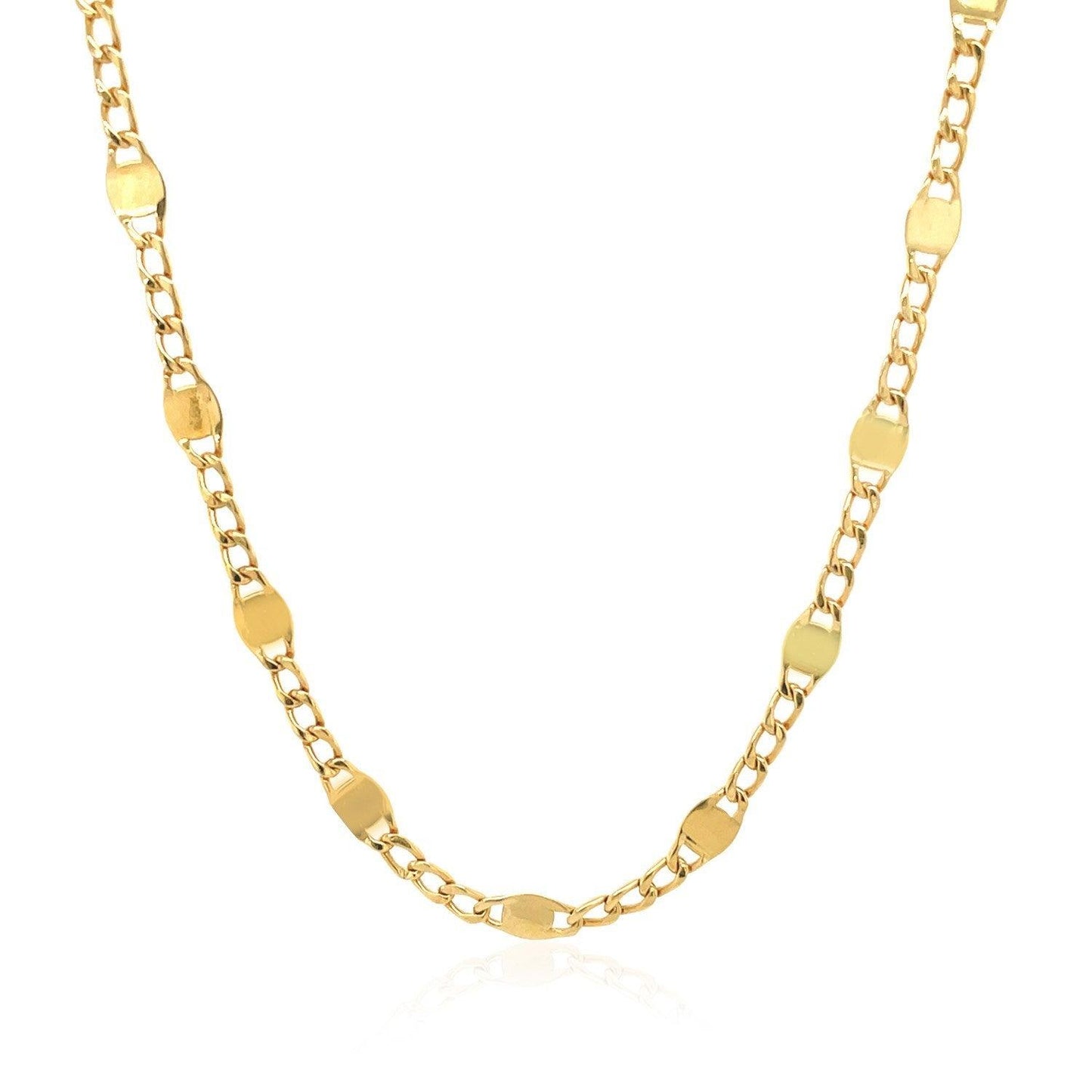 14K Yellow Gold Tie Necklace with Polished Oval Links