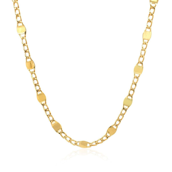 14K Yellow Gold Tie Necklace with Polished Oval Links - Stellar Real