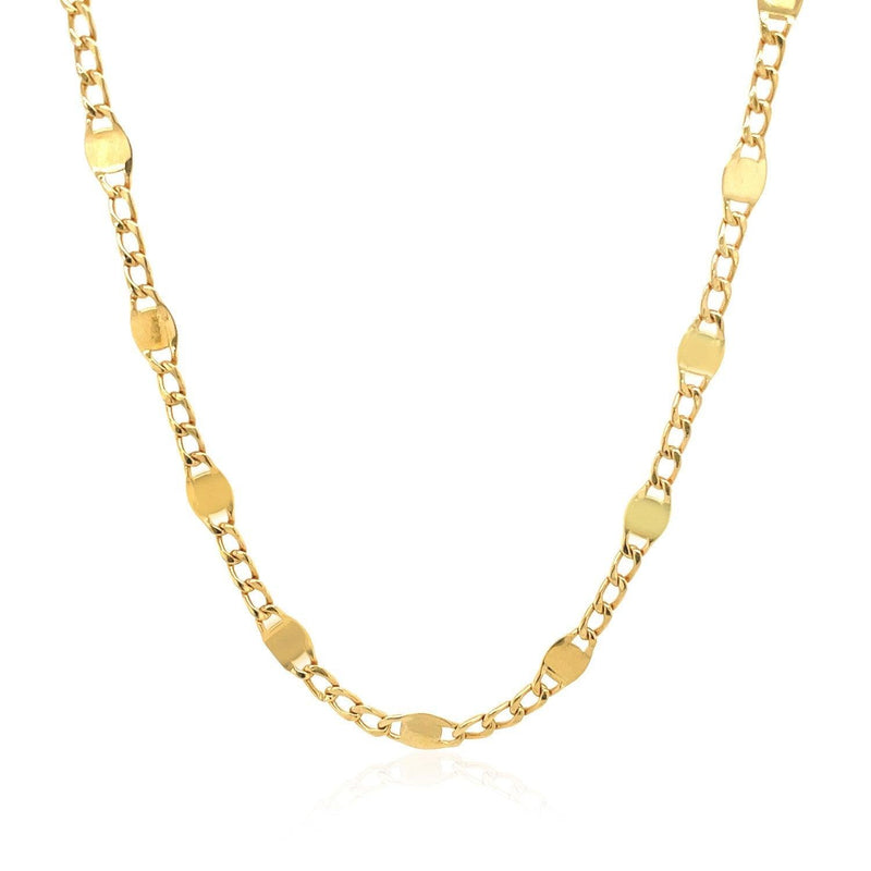 14K Yellow Gold Tie Necklace with Polished Oval Links - Stellar Real