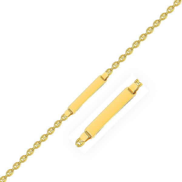 14k Yellow Gold Puffed Mariner Link Children's ID Bracelet - Stellar Real