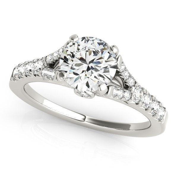 14k White Gold Split Shank Prong Set Diamond Engagement Ring (1 3/8 cttw) - Stellar Real