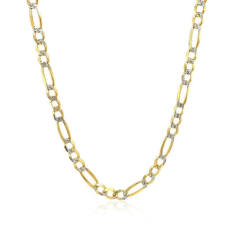 4.0mm 14K Yellow Gold Solid Pave Figaro Chain - Stellar Real