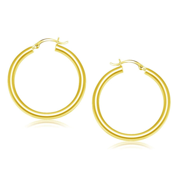 14k Yellow Gold Polished Hoop Earrings (40 mm) - Stellar Real