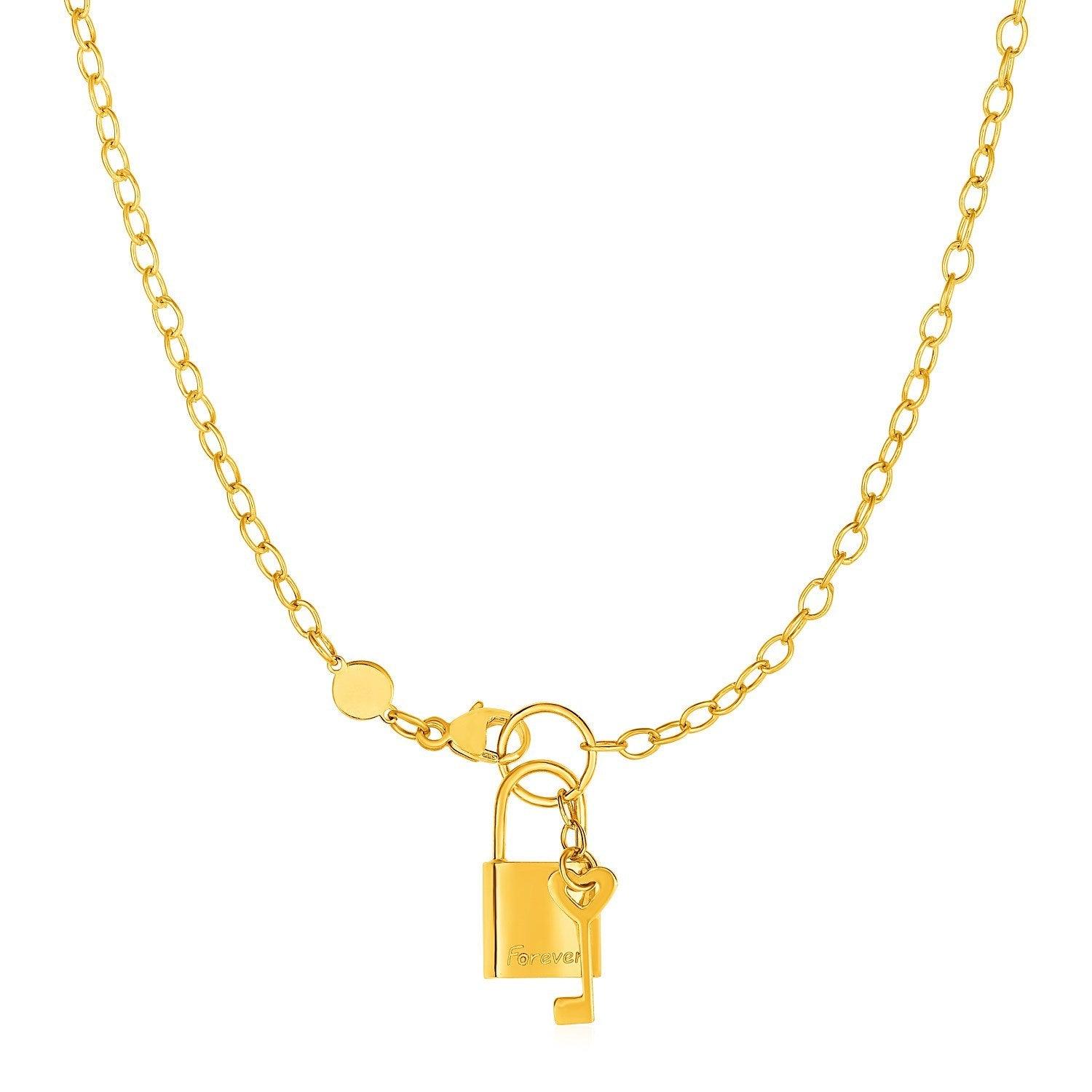 Necklace with Lock and Key in 14k Yellow Gold - Stellar Real