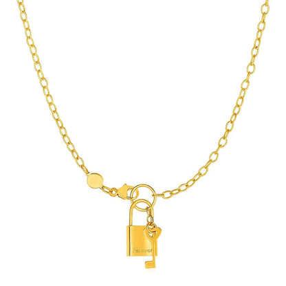 Necklace with Lock and Key in 14k Yellow Gold - Stellar Real